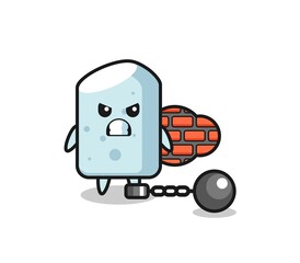 Sticker - Character mascot of chalk as a prisoner