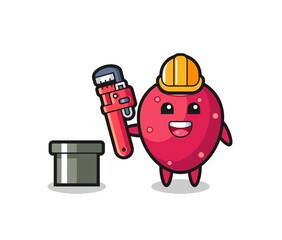 Sticker - Character Illustration of prickly pear as a plumber