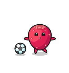 Sticker - Illustration of prickly pear cartoon is playing soccer