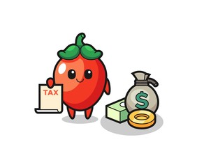 Sticker - Character cartoon of chili pepper as a accountant