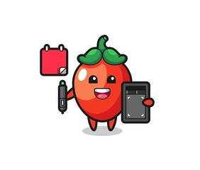 Poster - Illustration of chili pepper mascot as a graphic designer