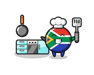 Sticker - south africa character illustration as a chef is cooking