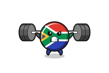 Poster - south africa mascot cartoon with a barbell