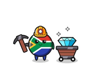 Canvas Print - Character Illustration of south africa as a miner