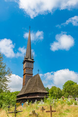 Canvas Print - Church of the Archangels Michael and Gabriel in Surdesti village, Sisesti Commune, Maramures County, Romania, one of the wooden churches of Maramures, a UNESCO World Heritage Site