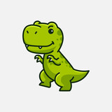 Fototapeta Dinusie - cute baby tyrannosaurus rex cartoon dinosaur character illustration isolated
