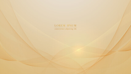 Wall Mural - golden flowing wave lines and lights abstract background. vector illustration
