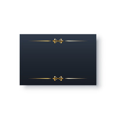 Poster - Black rectangle with gold frame, elegant white decor object with shine border