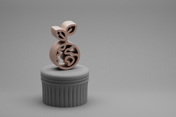 Leinwandbilder - Beautiful abstract illustrations eco symbol icons on a column stand and wonderful background. 3d rendering illustration. Background pattern for design. Save Ecological.