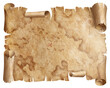 old treasures map scroll isolated