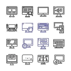 Poster - lcd Icon Set with line icons. Modern Thin Line Style. Suitable for Web and Mobile Icon. Vector illustration EPS 10.