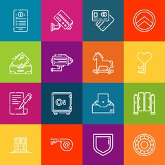 Poster - Modern thin line icons set of secure elements. Premium quality outline symbol collection. Simple mono linear pictogram pack. Stroke vector logo concept for web graphics