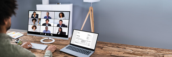Poster - Businessman Using Online Banking Service On Laptop