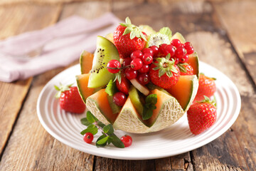 Sticker - fresh fruit salad in melon bowl