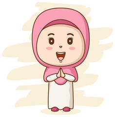 Cute muslim kid. Vector illustration