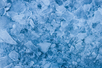 Poster - beautiful blue cracked ice. frosty texture