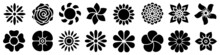 Flower Vector Icons Set. Garden Plants Illustration Sign Collection. Beautiful Symbol. Plant Logo.