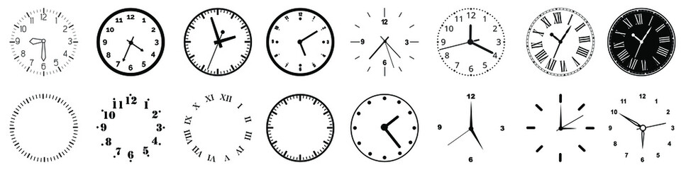 Clock face icon vector set. Wall Clock illustration sign collection. Time symbol. watch symbol or logo.