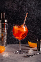 Wall Mural - Glass of cold Aperol spritz cocktail.