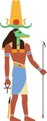 Wall Mural - Sobek Ancient Egyptian God Cartoon Illustration