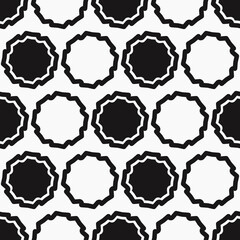 Poster - Black and white identical checkered shapes. Vector of identical circles seamless and simple.