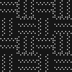 Poster - White dots on a black background. A simple pattern of identical dots.