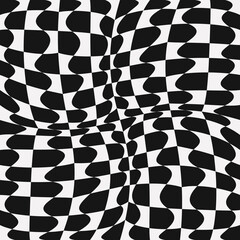 Poster - Wavy chess cells in a seamless vector pattern.