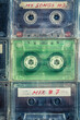 Transparent cassette tapes arranged in a grid