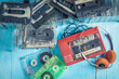 Retro audio cassette as a symbol of 90's music.