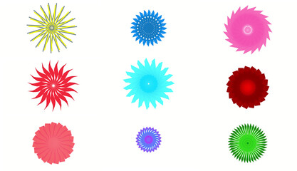 Poster - Set of colored circular patterns. Decoration or decor.