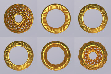 Poster - Set of golden circular patterns. Decoration or decor.