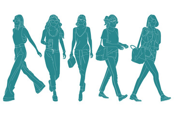 Vector illustration of casual women bundle