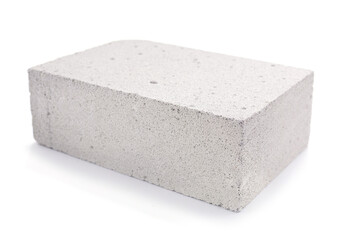 Wall Mural - Aerated concrete block isolated at white background. Construction brick