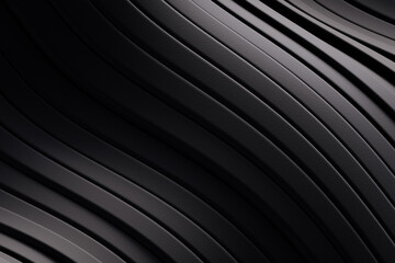 Poster - Dark abstract background made of wavy black stripes. 3d rendering