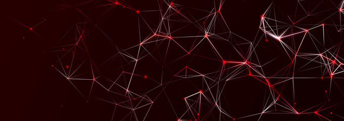 Poster - Polygonal background with dots and lines. Network connection structure. Science and technology. 3d