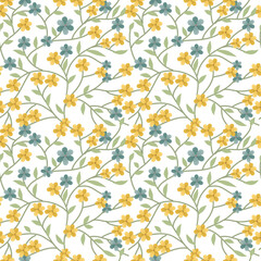 Wall Mural - Blooming meadow pattern. Ditsy style. A Pattern for print, wallpaper, fabric, cushion, bedding, and much more