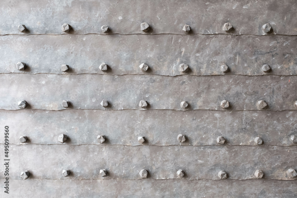 Background of metal surface from sheets with rivets, close-up. Texture ...
