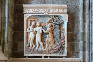 Wall Mural - Sculpture in the abbey of Mont Saint Michel in France