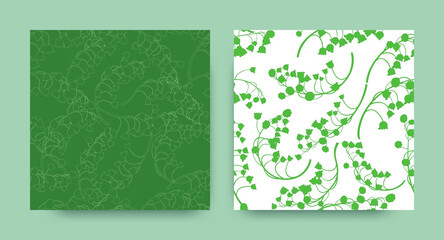 Sticker - Lily Bell Textile Print. Vintage Floral Decoration. Convallaria Majalis Texture. Green Lily of the Valley. Fresh Leaves Ornament. Blossom Fabric Design. Lily Bell Illustration.