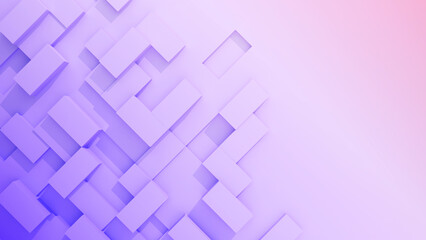 Wall Mural - oblique square pattern on purple and pink gradient background, abstract high relief square, 3D rendering.