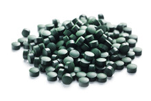 Green Tablets Made Of Natural Organic Spirulina