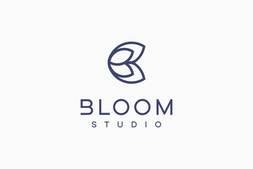 Wall Mural - Logo bloom letter B and flower