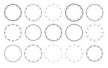 Clock Dial . Empty Mechanical Watch Face Without Arrows And Numbers With Hour Marks. Vector Set