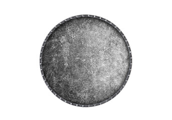 Wall Mural - Old round shield isolated on white background