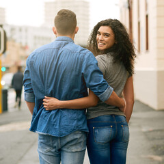 Poster - Something is afoot in the love department. Shot of a loving couple out in the city.