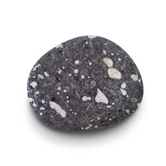 Aufkleber - Pebble. Smooth gray sea stone isolated on white background with shadows, clipping path  for isolation without shadows on white