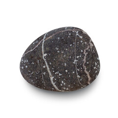 Aufkleber - Pebble. Smooth gray sea stone isolated on white background with shadows, clipping path  for isolation without shadows on white