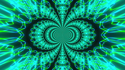 Poster - Neon road from the triangular arcade and balls, computer generated. 3d rendering of virtual background