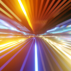 Poster - Abstract neon futuristic speed internet. Computer processing data, binary data transfer, upload, download or transmitting. Colorful digital circuitry and data stream. 