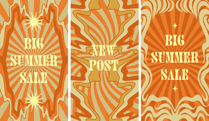 Social stories set abstract hippie  backgrounds with shapes and copy space for text, banners, cover design, social media
